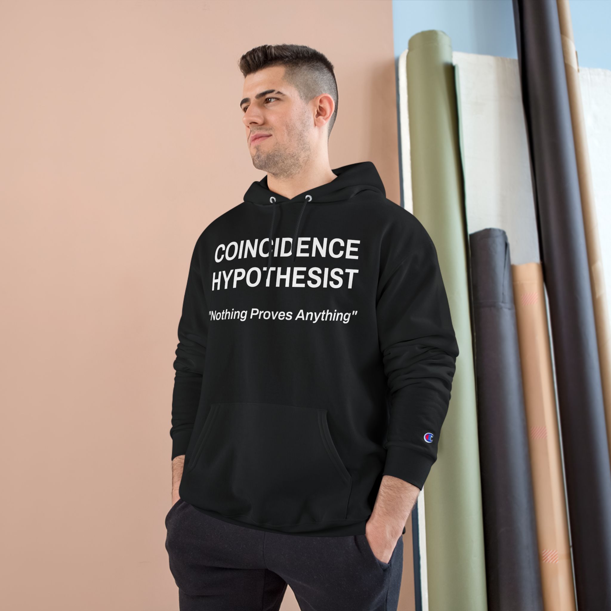 COINCIDENCE HYPOTHESIST Hoodie - Champion Premium Pullover - Image 3
